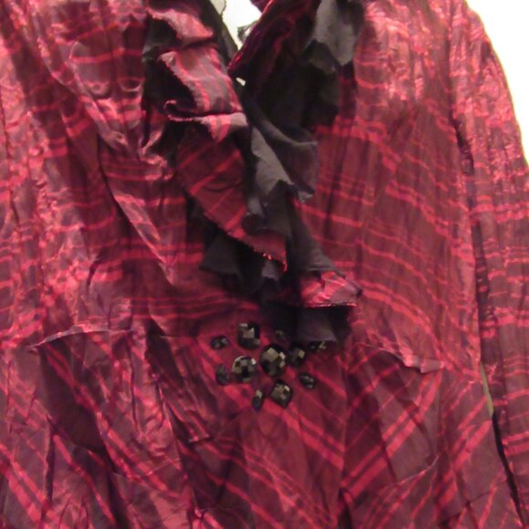 ALBERTO MAKALI Vintage Top Jacket Blouse Ruffles Crinkle 90s Unicorn Label Large - Picture 10 of 14